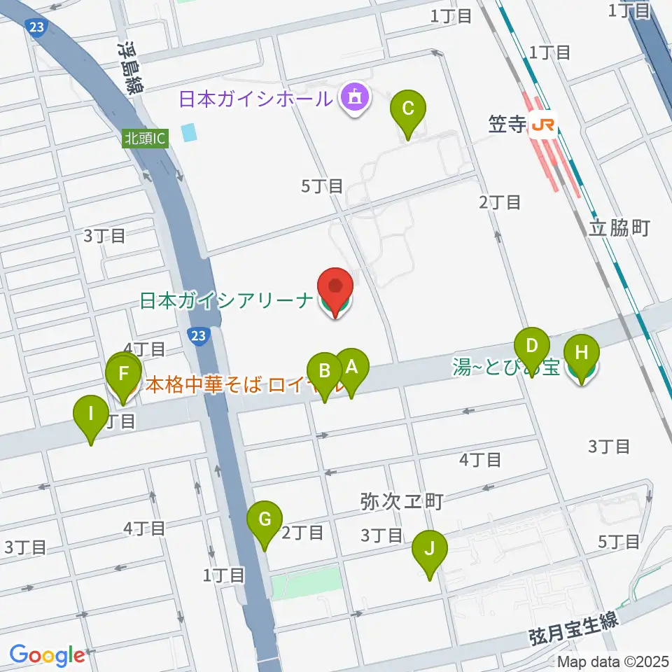 日本ガイシアリーナ周辺のファミレス・ファーストフード一覧地図