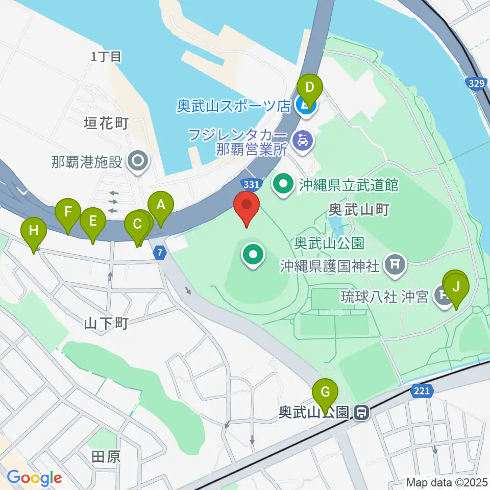 沖縄セルラースタジアム那覇周辺のファミレス・ファーストフード一覧地図