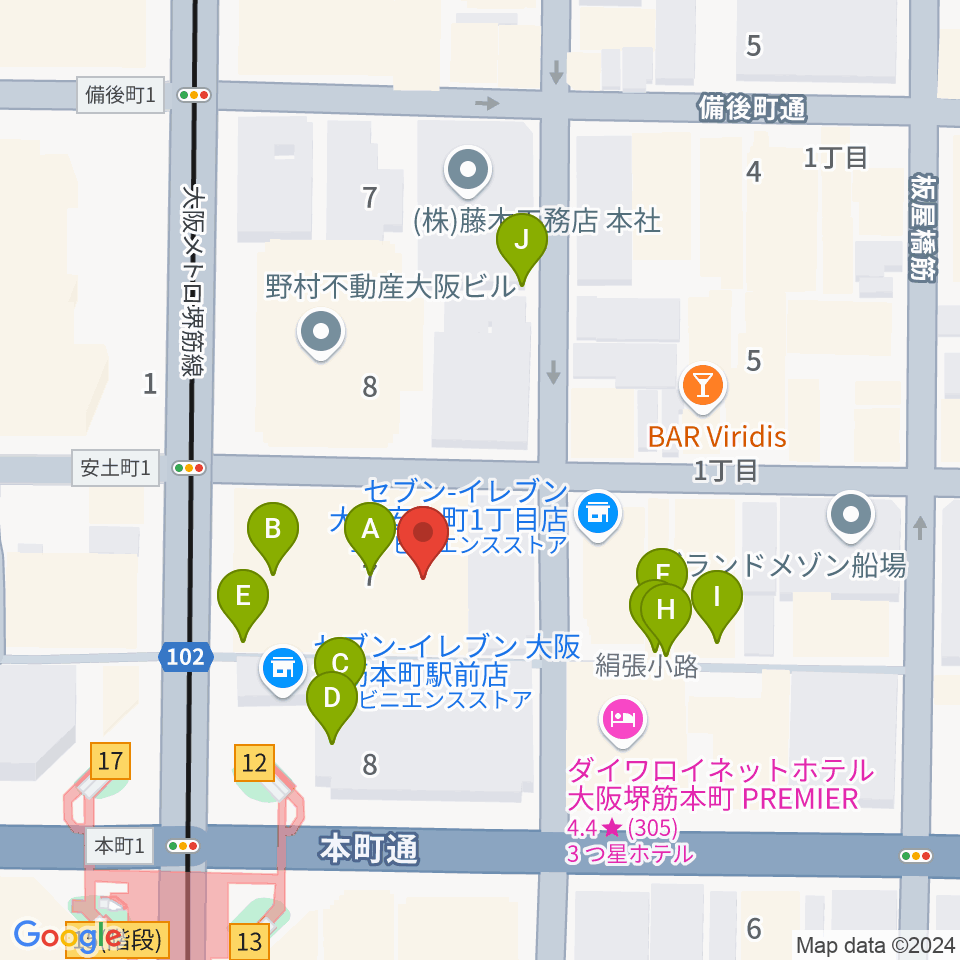 Jazz Club OverSeas周辺のファミレス・ファーストフード一覧地図