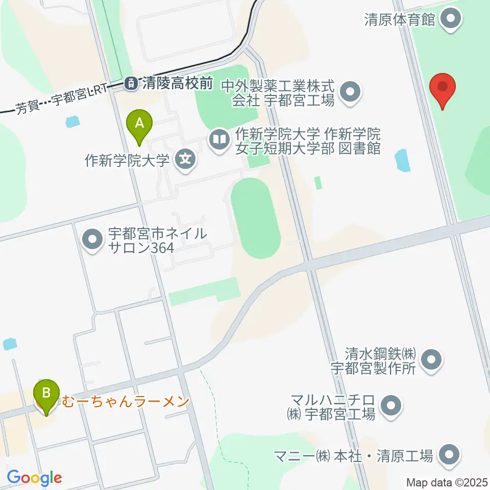 宇都宮清原球場周辺のファミレス・ファーストフード一覧地図
