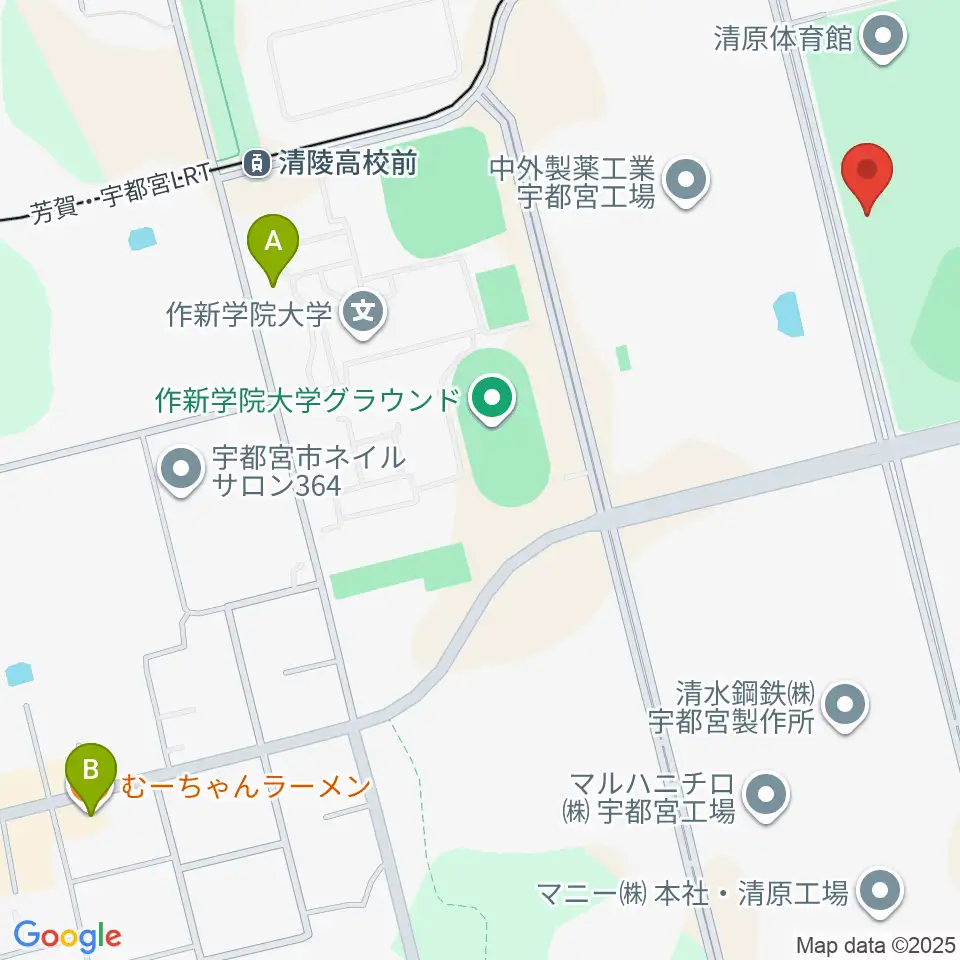 宇都宮清原球場周辺のファミレス・ファーストフード一覧地図