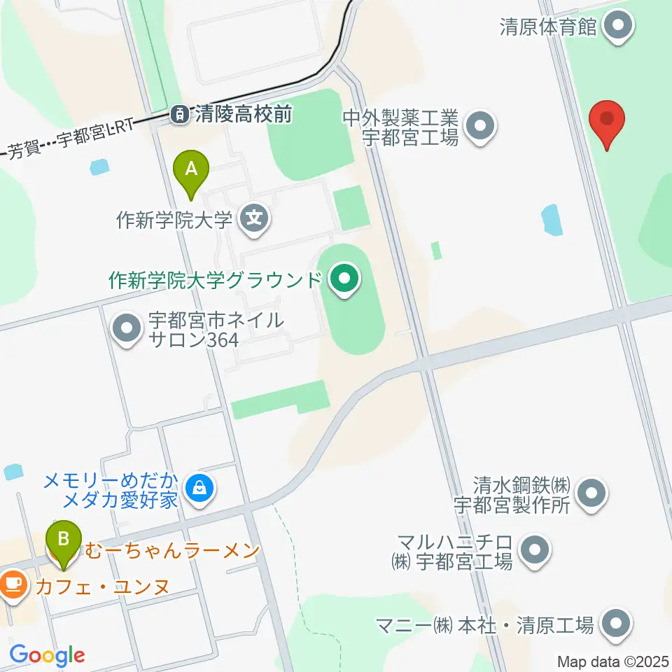 宇都宮清原球場周辺のファミレス・ファーストフード一覧地図