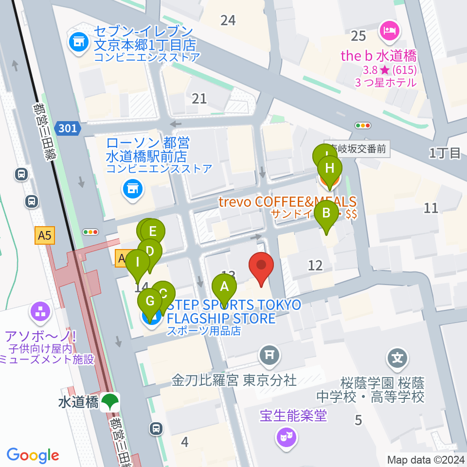 水道橋Words周辺のファミレス・ファーストフード一覧地図