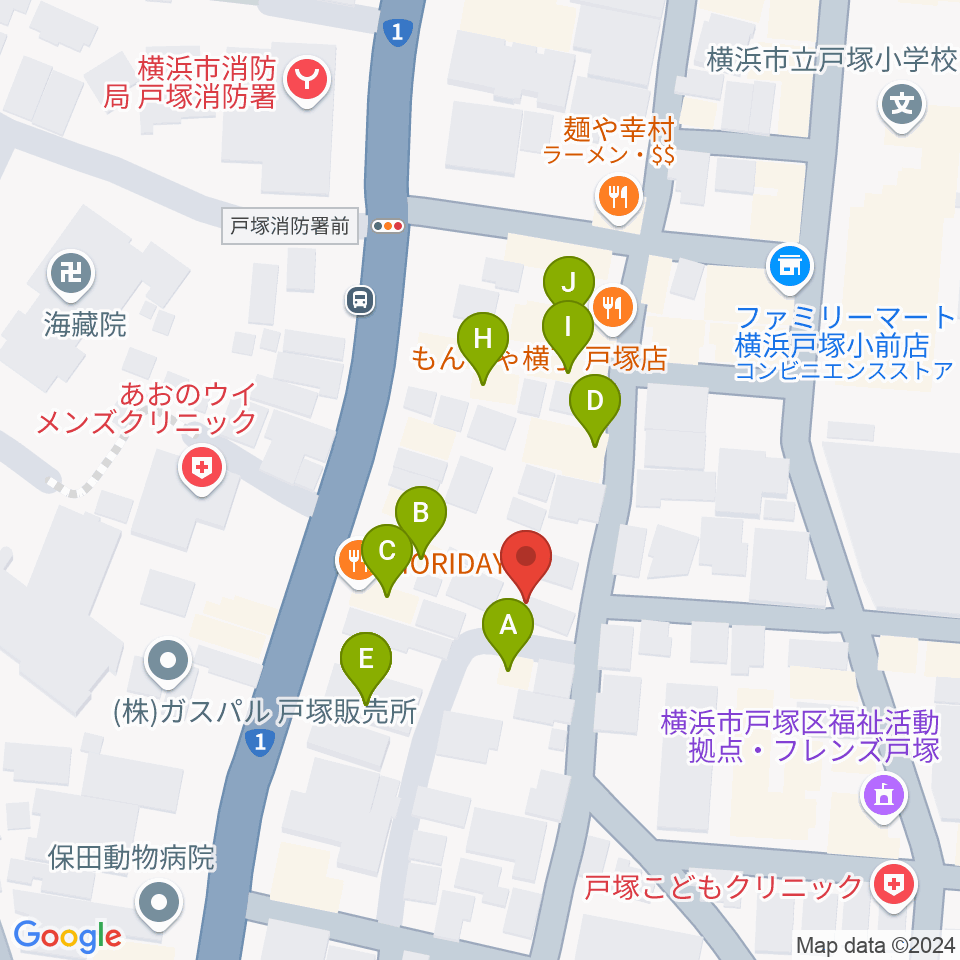 さやか音感ピアノ教室周辺のファミレス・ファーストフード一覧地図