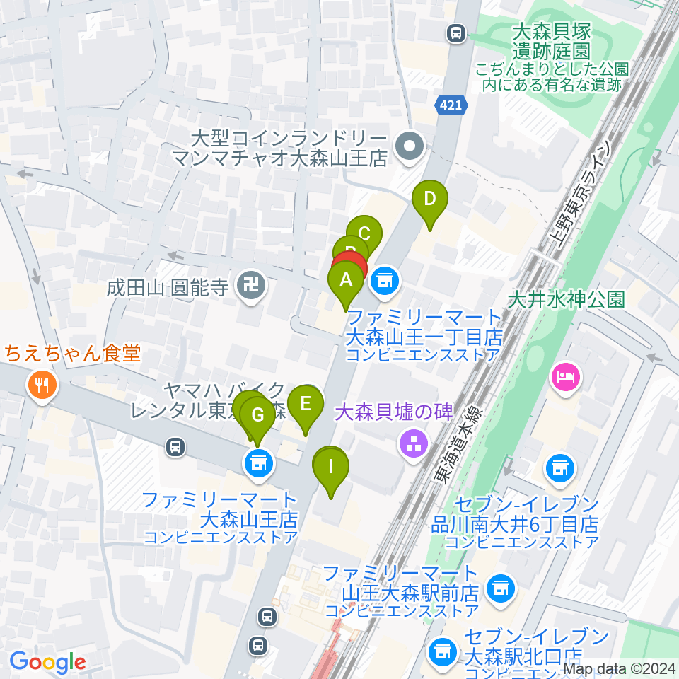 いしはら弦楽器工房周辺のファミレス・ファーストフード一覧地図