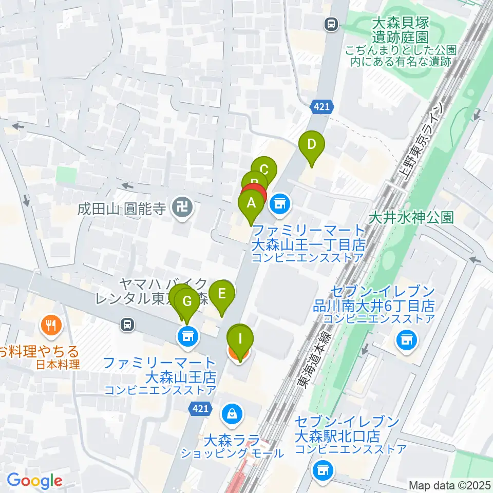 いしはら弦楽器工房周辺のファミレス・ファーストフード一覧地図