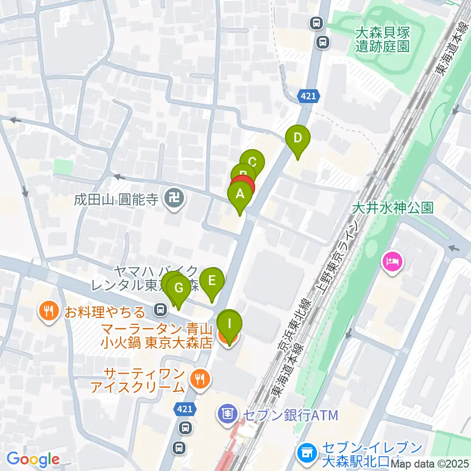 いしはら弦楽器工房周辺のファミレス・ファーストフード一覧地図