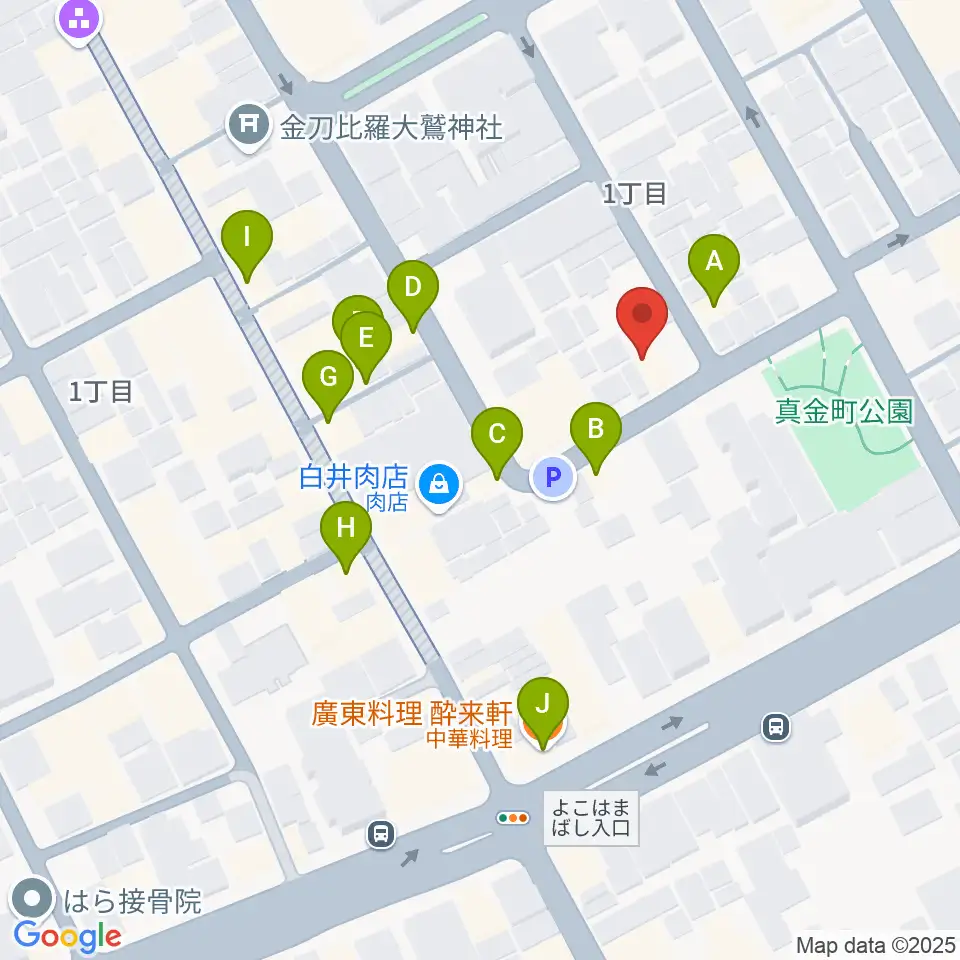 横浜橋スタジオ周辺のファミレス・ファーストフード一覧地図