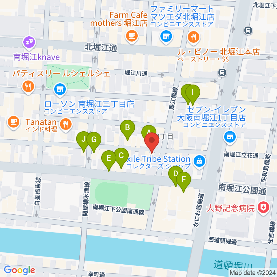 大倉ギター教室周辺のファミレス・ファーストフード一覧地図