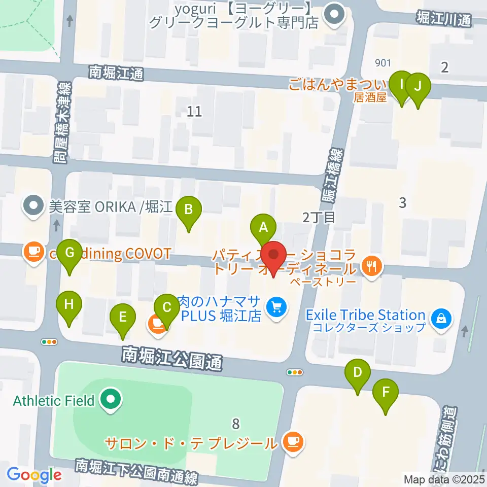 大倉ギター教室周辺のファミレス・ファーストフード一覧地図