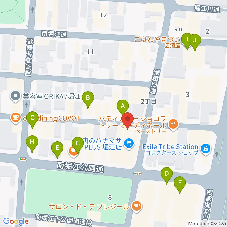 大倉ギター教室周辺のファミレス・ファーストフード一覧地図