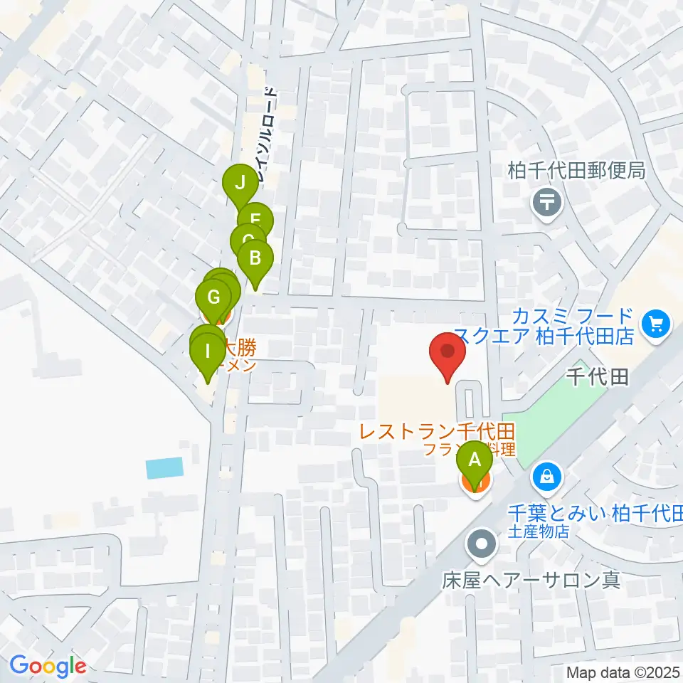 リアクション柏周辺のファミレス・ファーストフード一覧地図