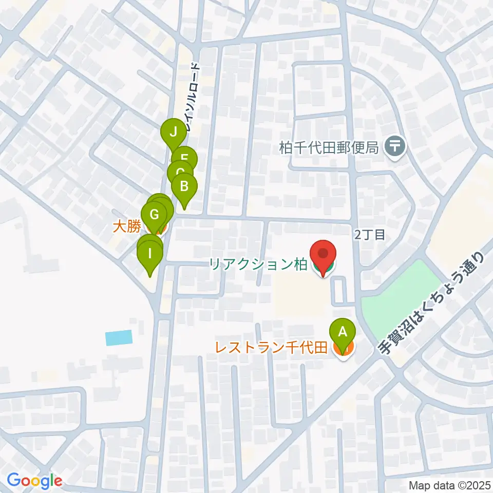 リアクション柏周辺のファミレス・ファーストフード一覧地図