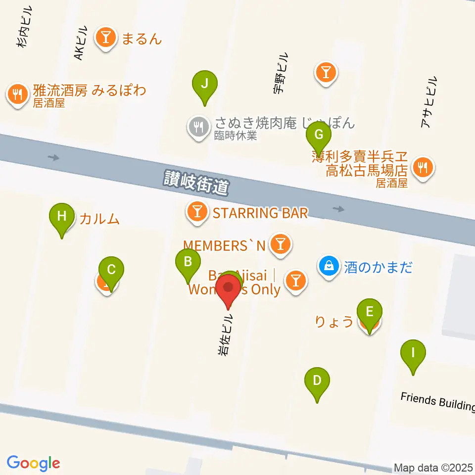 高松ビートルズ周辺のファミレス・ファーストフード一覧地図