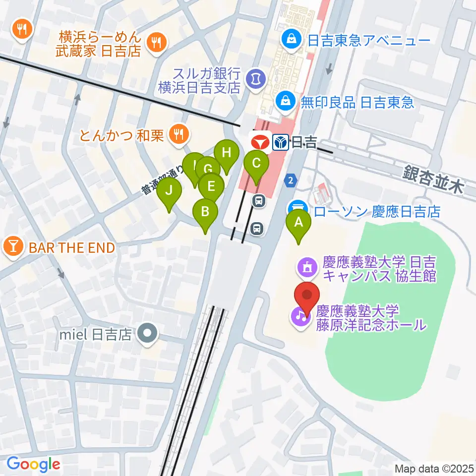 藤原洋記念ホール周辺のファミレス・ファーストフード一覧地図