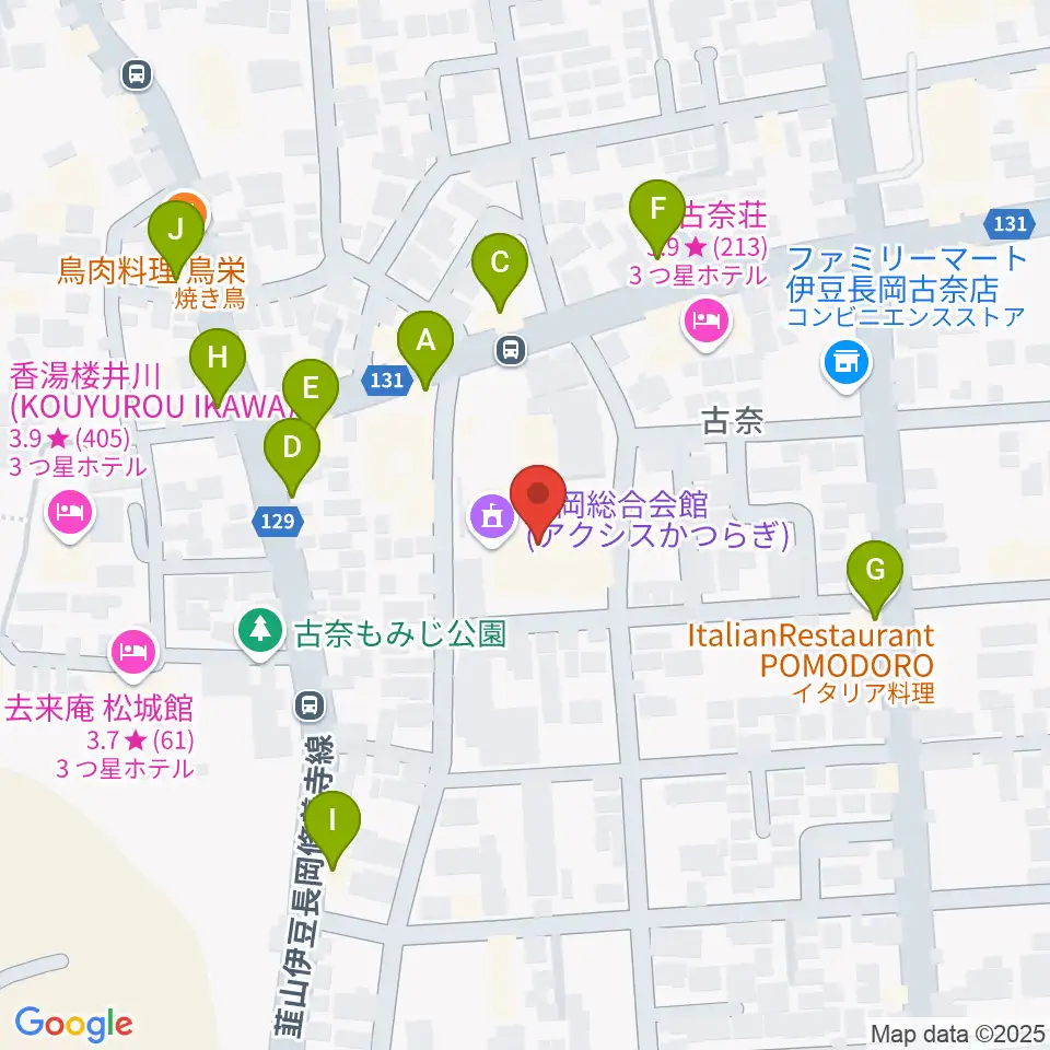 長岡総合会館アクシスかつらぎ周辺のファミレス・ファーストフード一覧地図