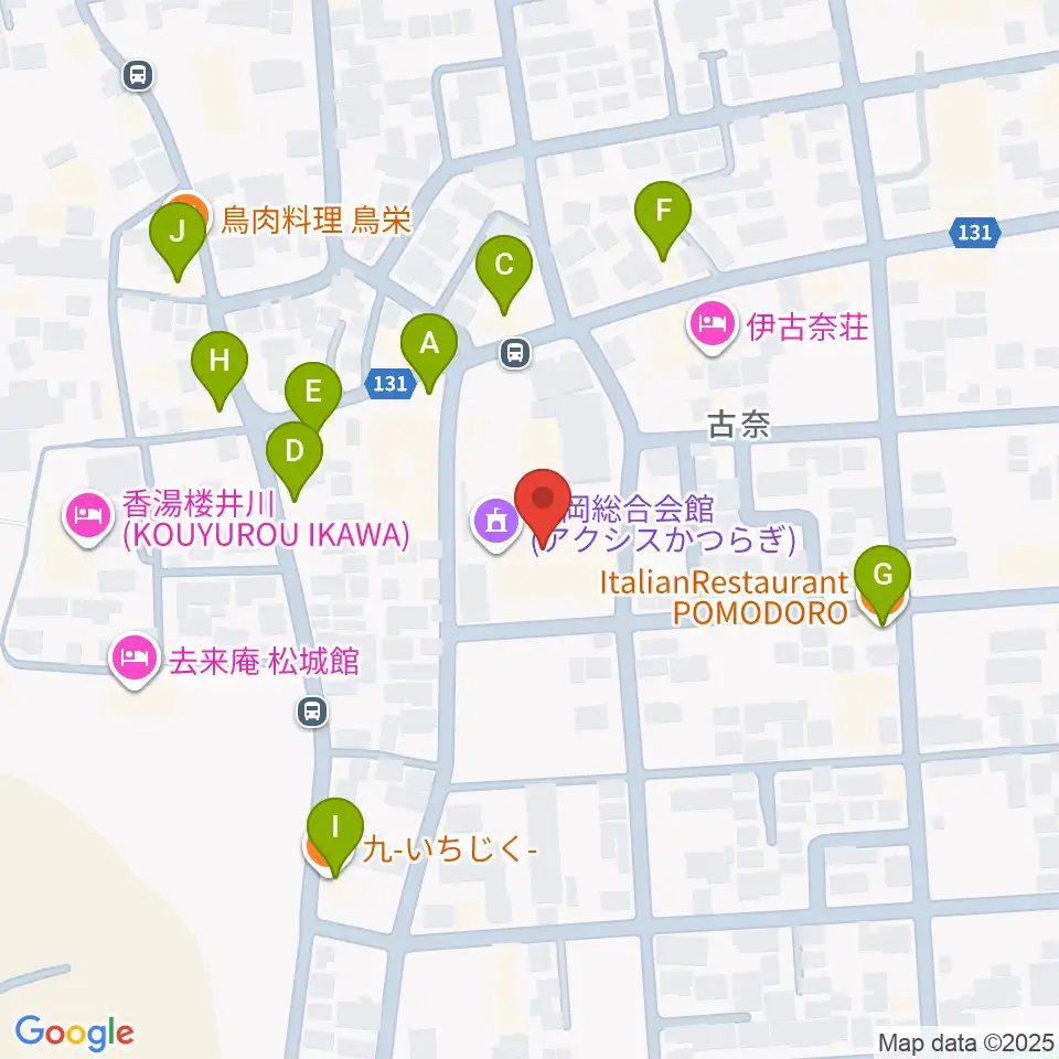 長岡総合会館アクシスかつらぎ周辺のファミレス・ファーストフード一覧地図