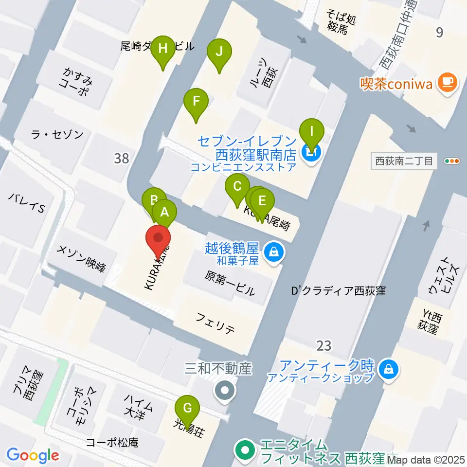SAWYER CAFE周辺のファミレス・ファーストフード一覧地図