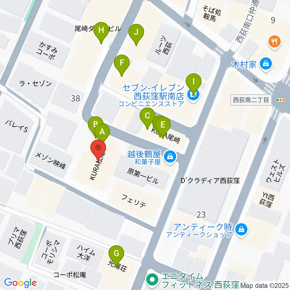 SAWYER CAFE周辺のファミレス・ファーストフード一覧地図