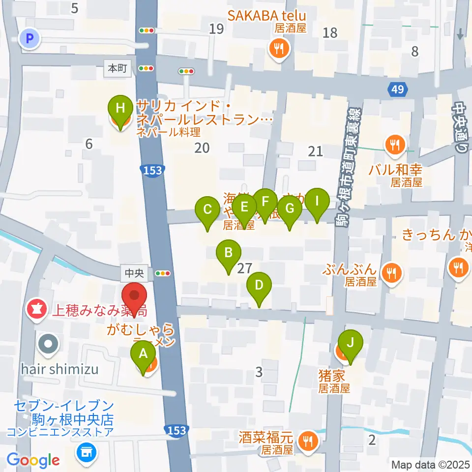 音の芽ホール周辺のファミレス・ファーストフード一覧地図
