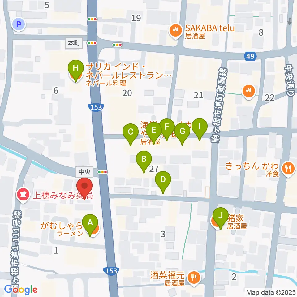 音の芽ホール周辺のファミレス・ファーストフード一覧地図