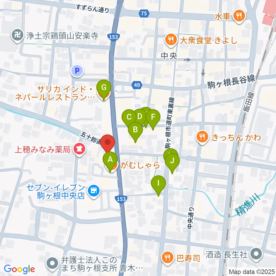 音の芽ホール周辺のファミレス・ファーストフード一覧地図
