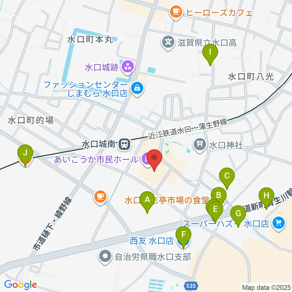 あいこうか市民ホール周辺のファミレス・ファーストフード一覧地図