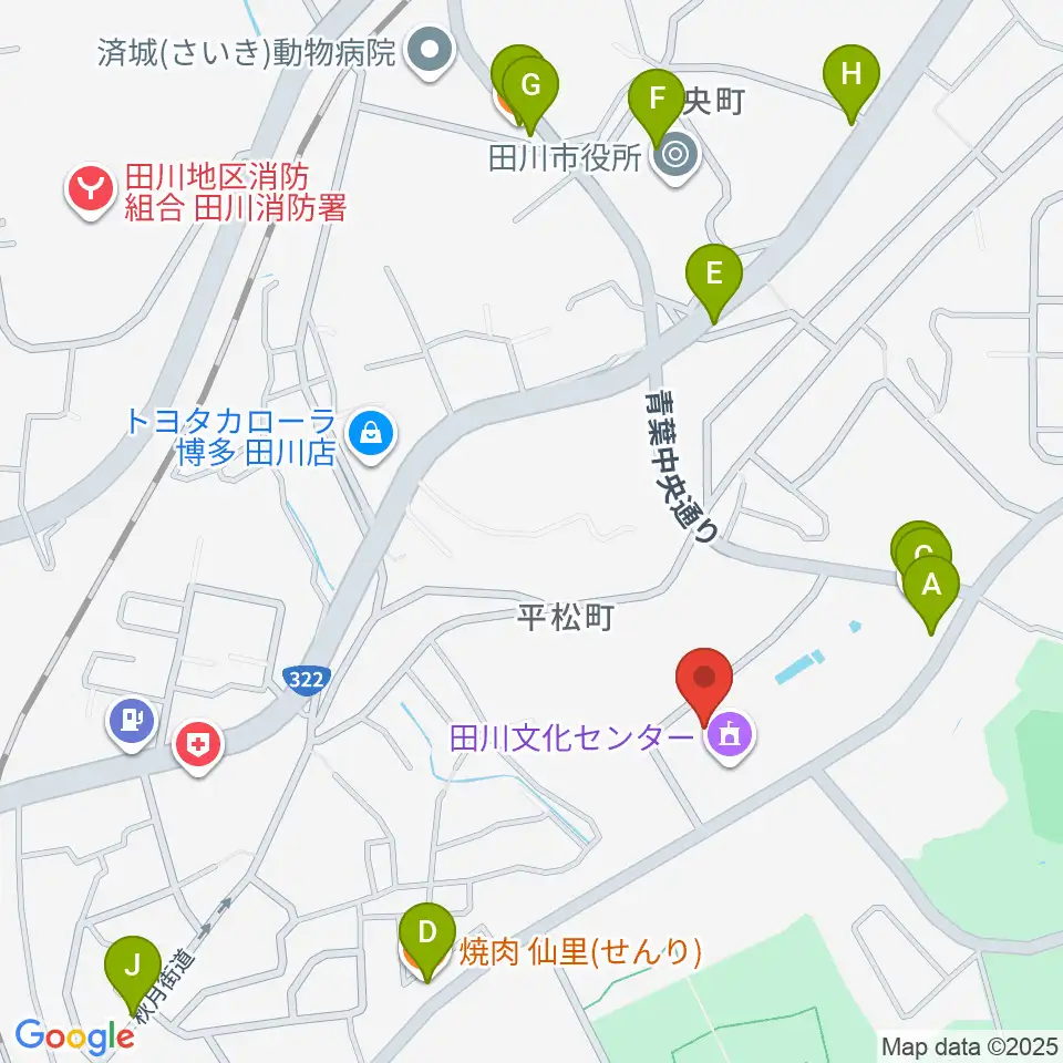 田川青少年文化ホール周辺のファミレス・ファーストフード一覧地図
