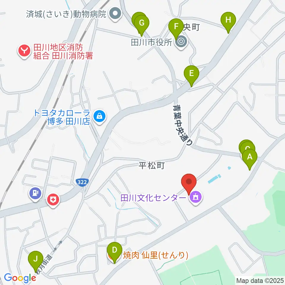 田川青少年文化ホール周辺のファミレス・ファーストフード一覧地図