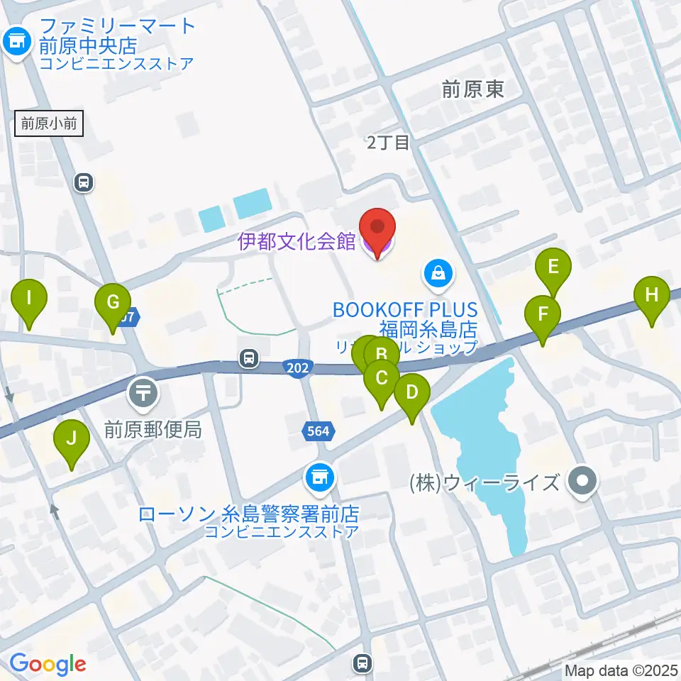 伊都文化会館周辺のファミレス・ファーストフード一覧地図