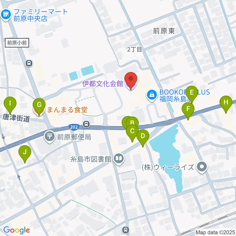 伊都文化会館周辺のファミレス・ファーストフード一覧地図