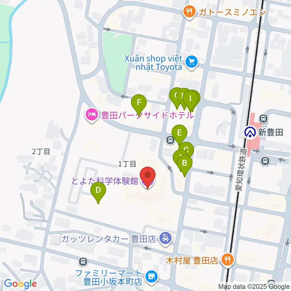とよた科学体験館周辺のファミレス・ファーストフード一覧地図