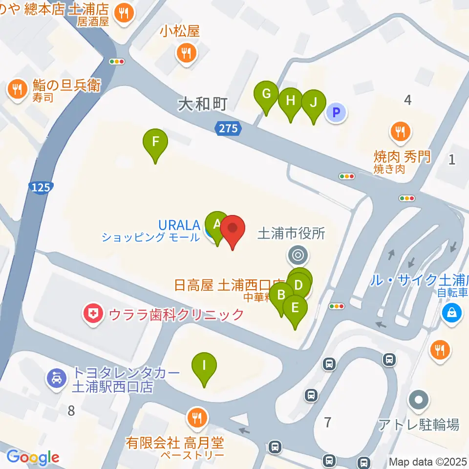 茨城県県南生涯学習センター周辺のファミレス・ファーストフード一覧地図