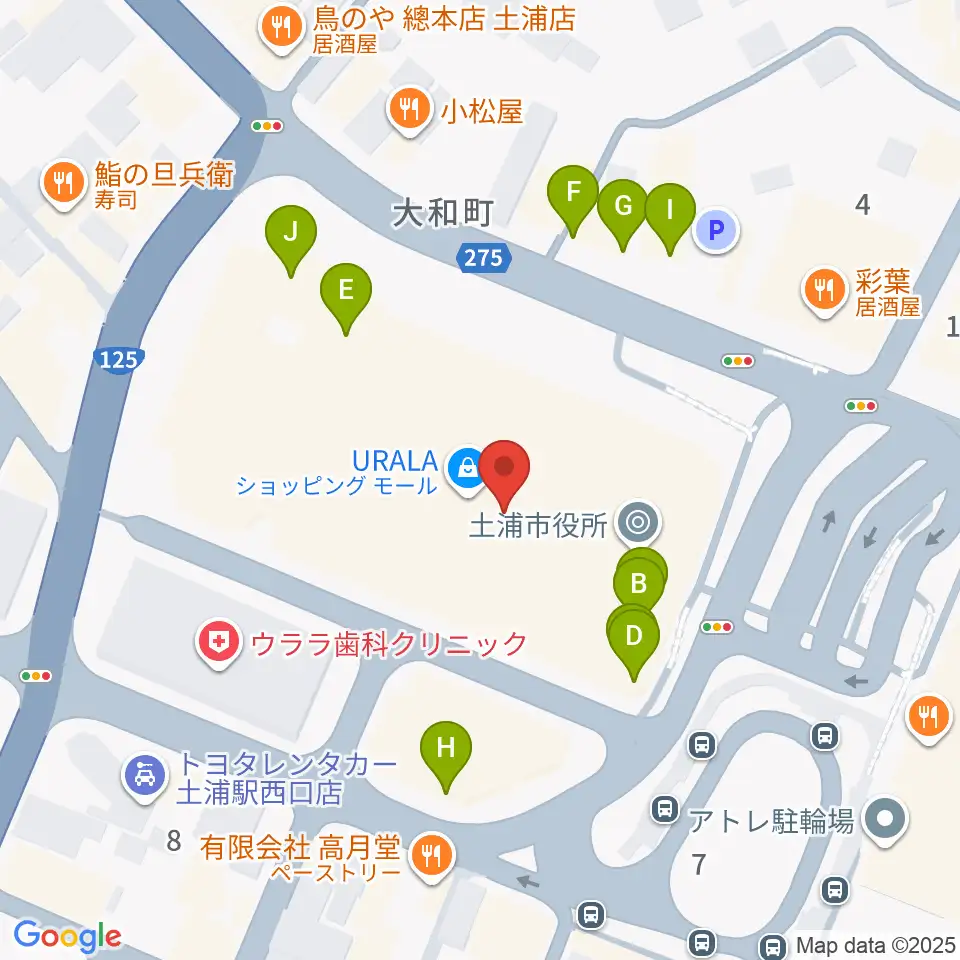 茨城県県南生涯学習センター周辺のファミレス・ファーストフード一覧地図