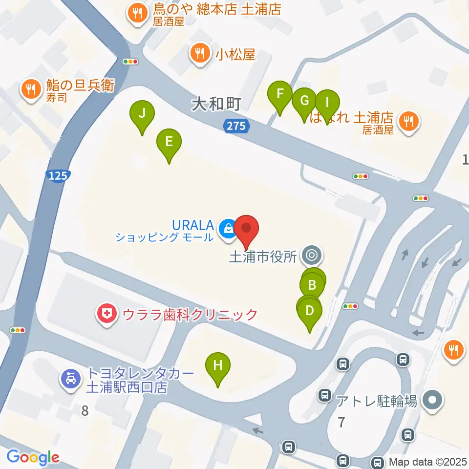 茨城県県南生涯学習センター周辺のファミレス・ファーストフード一覧地図