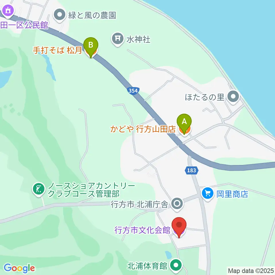 行方市文化会館周辺のファミレス・ファーストフード一覧地図