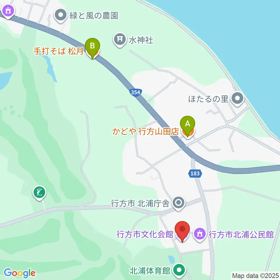 行方市文化会館周辺のファミレス・ファーストフード一覧地図