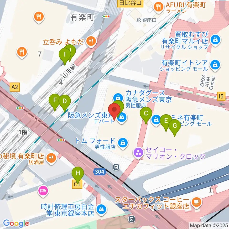 ヒューリックホール東京周辺のファミレス・ファーストフード一覧地図