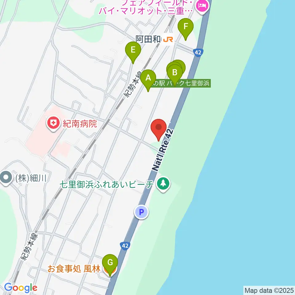 御浜町中央公民館周辺のファミレス・ファーストフード一覧地図