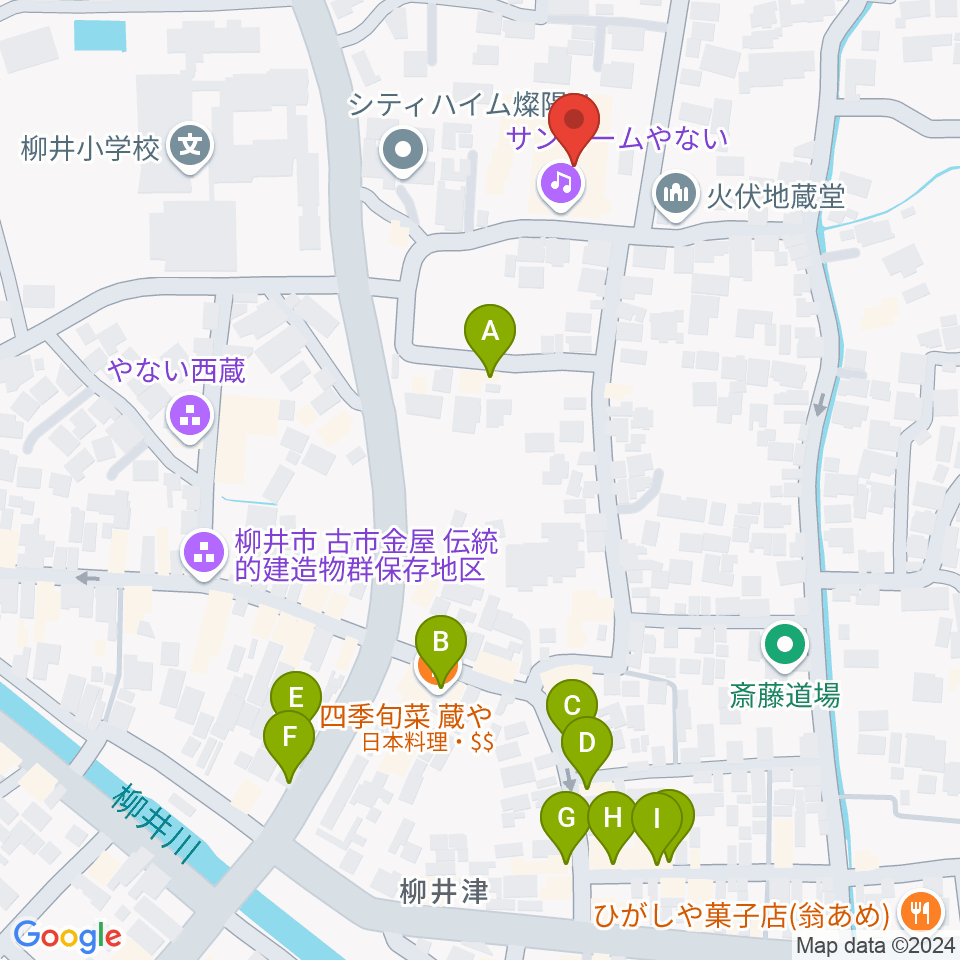 サンビームやない周辺のファミレス・ファーストフード一覧地図