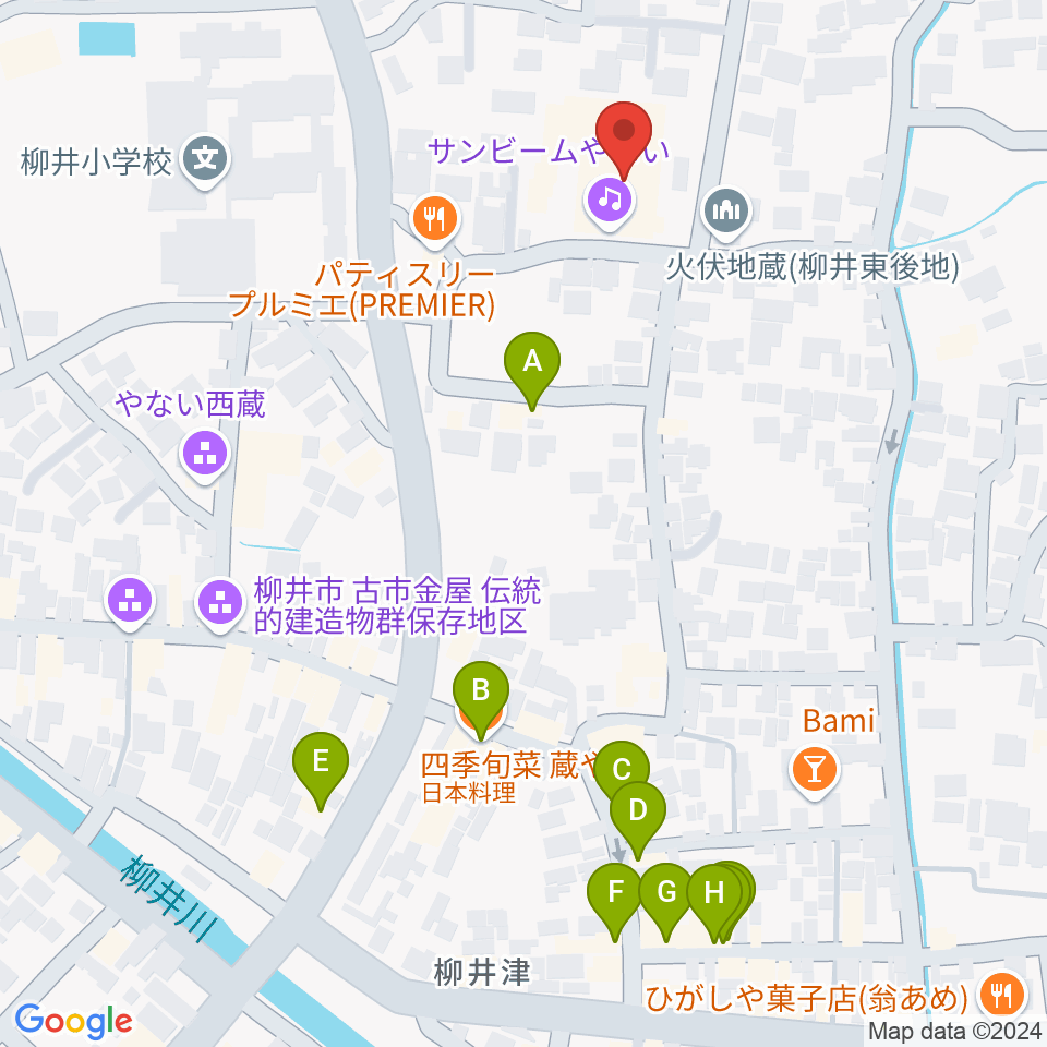 サンビームやない周辺のファミレス・ファーストフード一覧地図