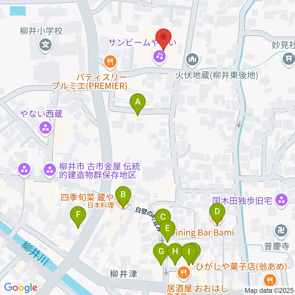 サンビームやない周辺のファミレス・ファーストフード一覧地図