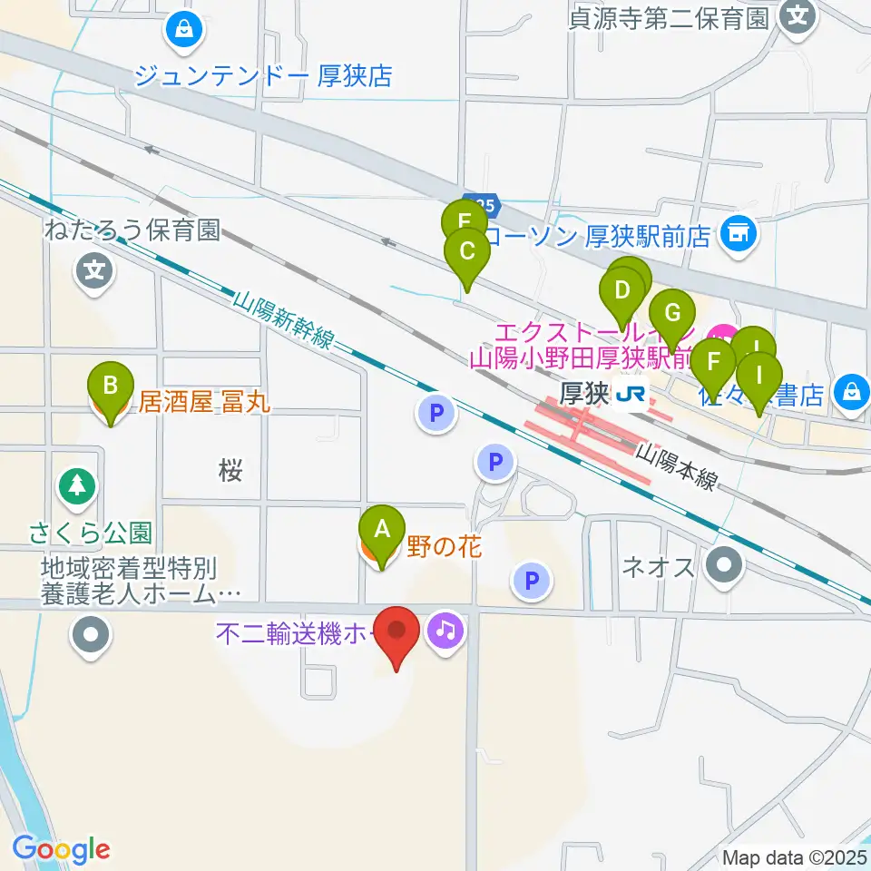 不二輸送機ホール周辺のファミレス・ファーストフード一覧地図