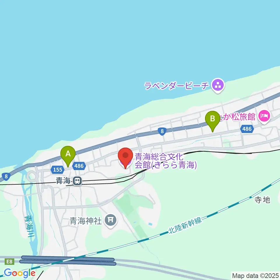 青海総合文化会館 きらら青海周辺のファミレス・ファーストフード一覧地図