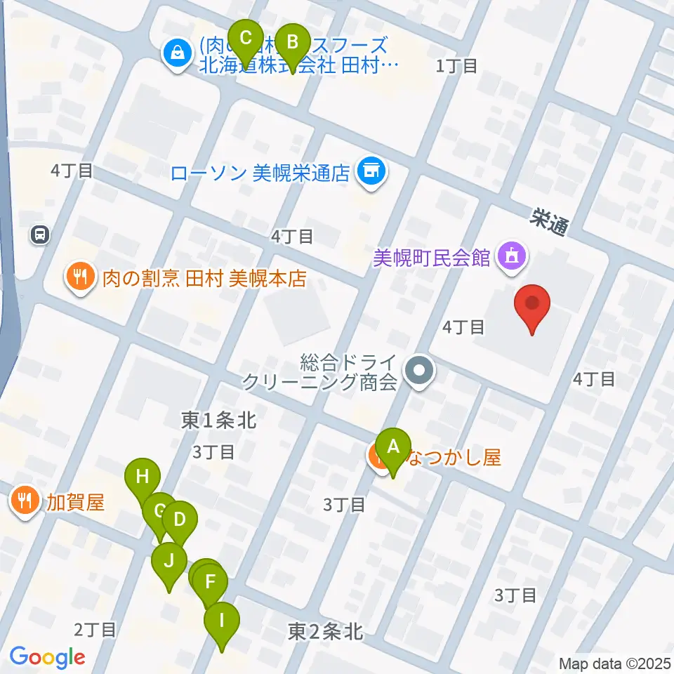 美幌町民会館びほーる周辺のファミレス・ファーストフード一覧地図