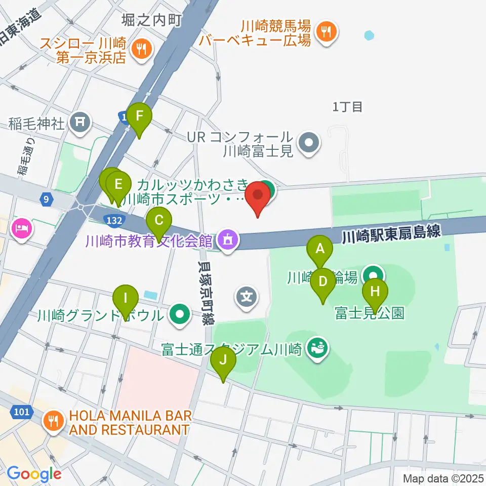 カルッツかわさき スポーツ周辺のファミレス・ファーストフード一覧地図
