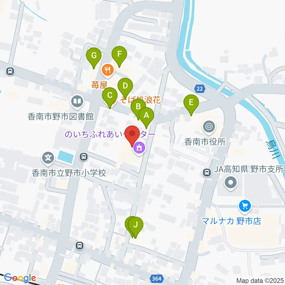 のいちふれあいセンター周辺のファミレス・ファーストフード一覧地図