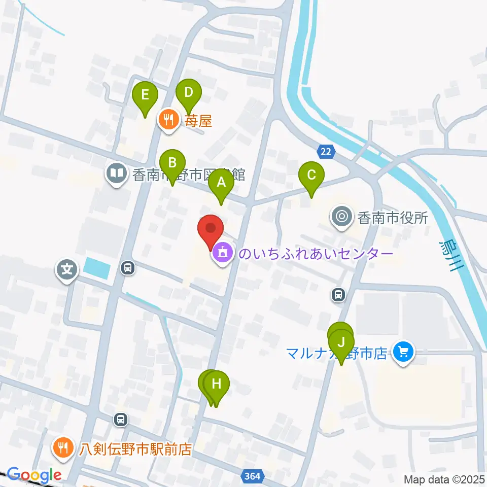のいちふれあいセンター周辺のファミレス・ファーストフード一覧地図