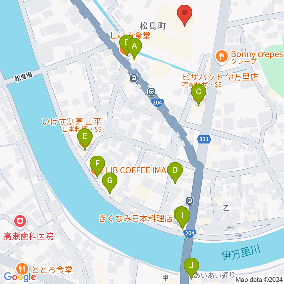 伊万里市民センター周辺のファミレス・ファーストフード一覧地図