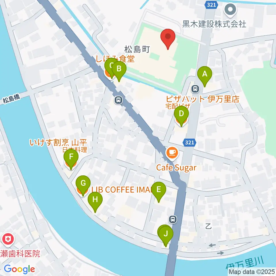 伊万里市民センター周辺のファミレス・ファーストフード一覧地図